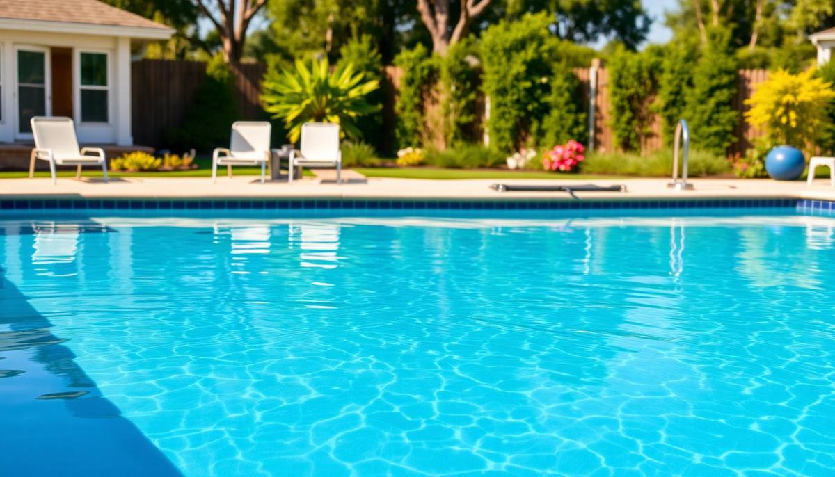 Sparkling residential swimming pool ready for summer
